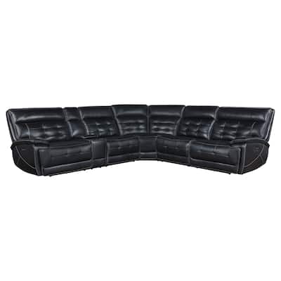 Hewitt Leather Upholstered Power Reclining Sectional Black - 118.5"W x 106.25"D x 40.25"H