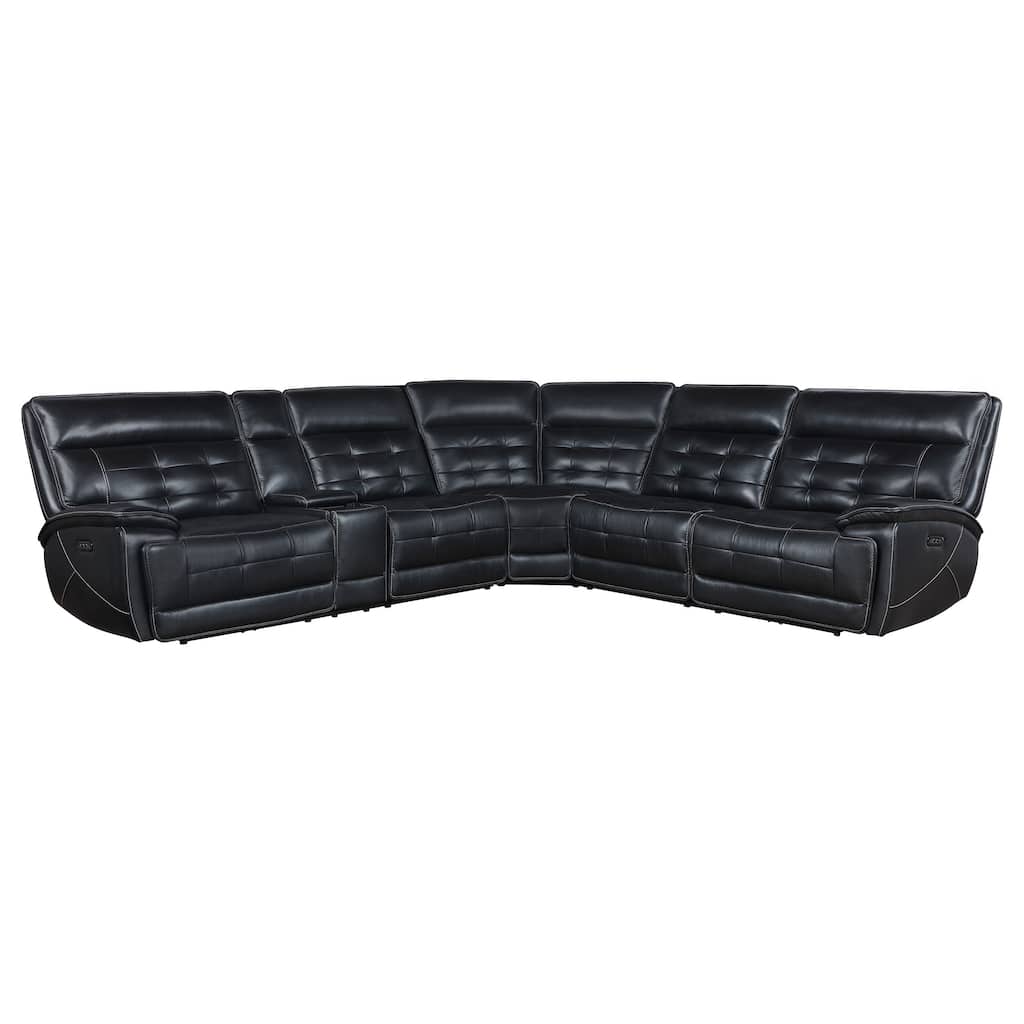 Hewitt Leather Upholstered Power Reclining Sectional Black - 118.5"W x 106.25"D x 40.25"H