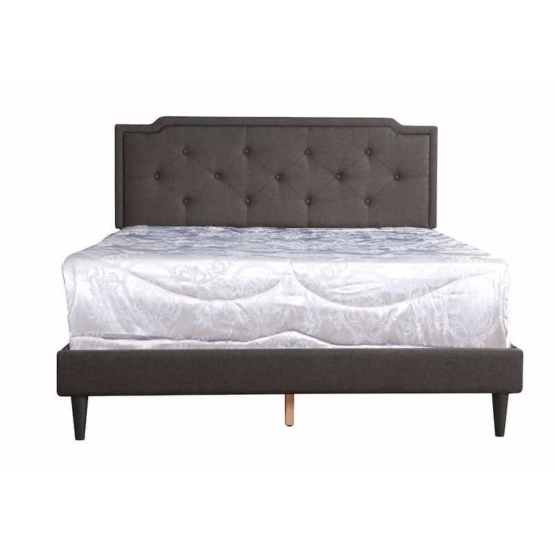 Full Size Fabric Tufted Platform Bed with Adjustable Headboard (All-in-One Box) - Black