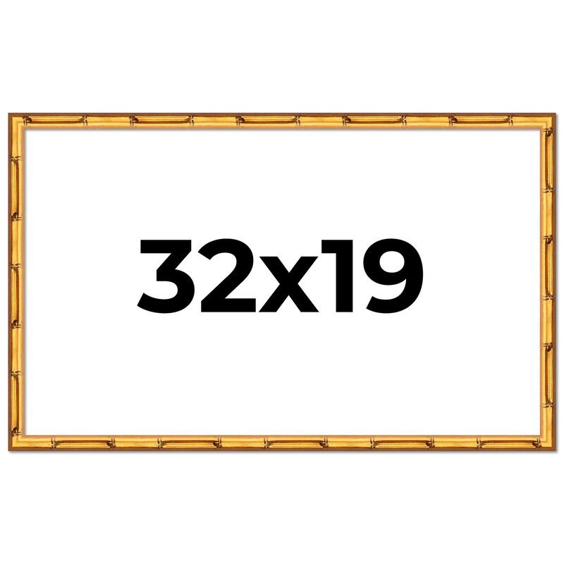 32x19 Frame Gold Bamboo Picture Frame Modern Photo Frame Includes UV Acrylic Shatter Guard Front Acid Free Foam Backing Board