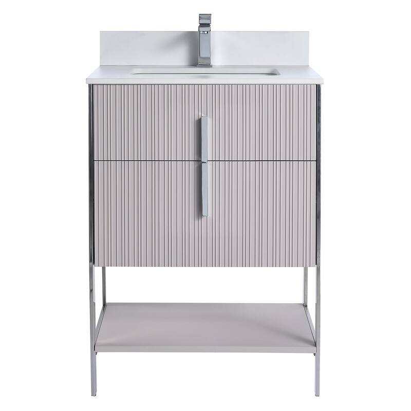 Fine Fixtures Serenity Modern Bathroom Vanity with White Stone Top