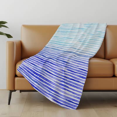 Premium Machine Washable ASB187 Ombre Stripes Sherpa Throw Blanket