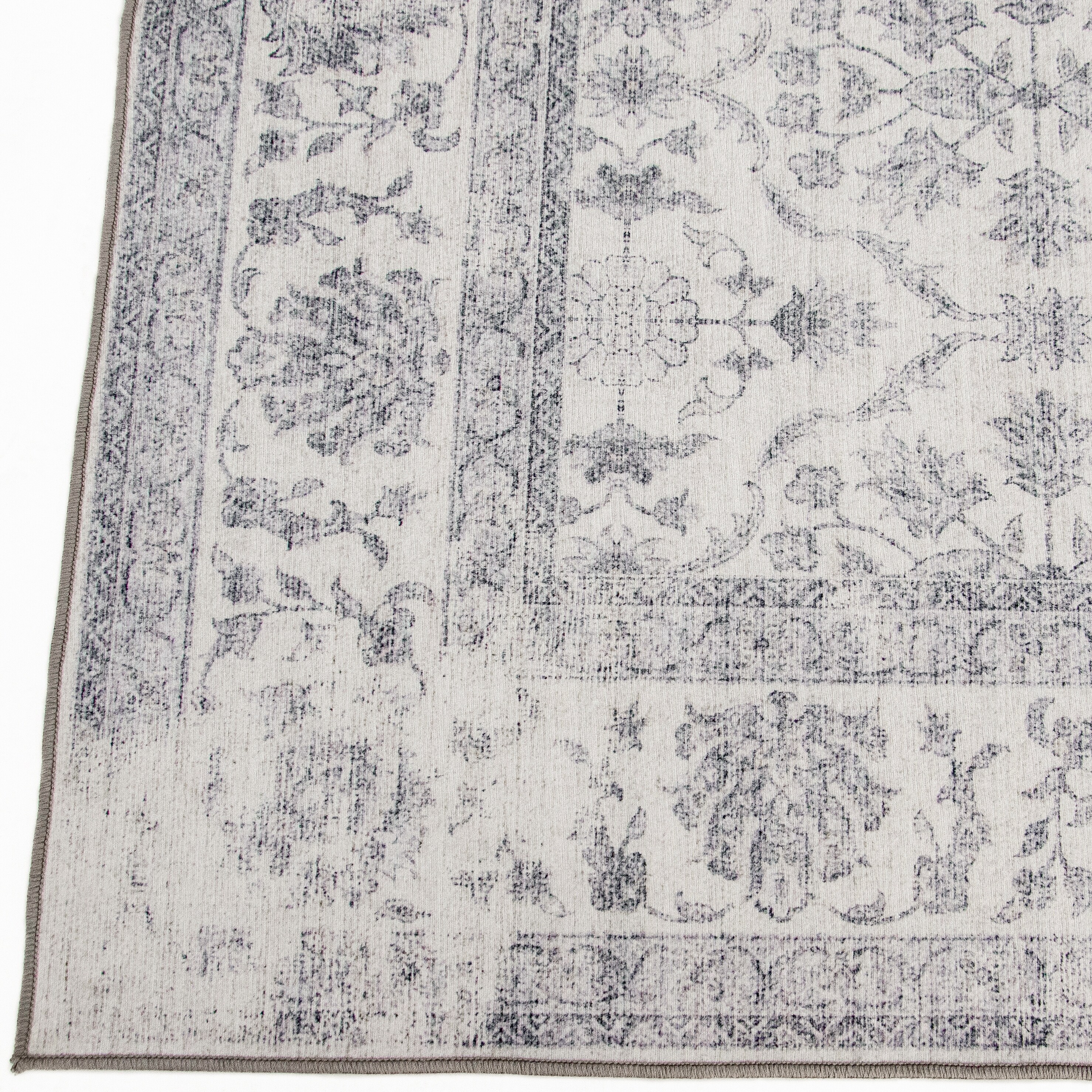 Shop Realife Machine Washable Rug Vintage Distressed Trellis Ivory Grey 2 6 X 8 2 6 X 8 Overstock 32053819