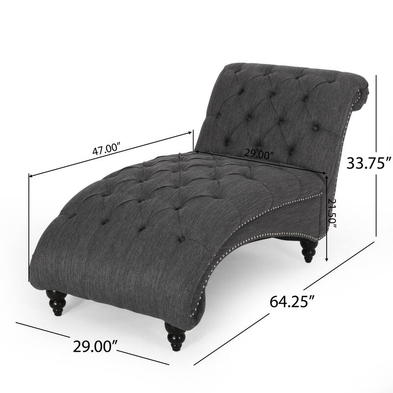 Charcoal 64.25" Button Tufted Chaise Lounge Chair