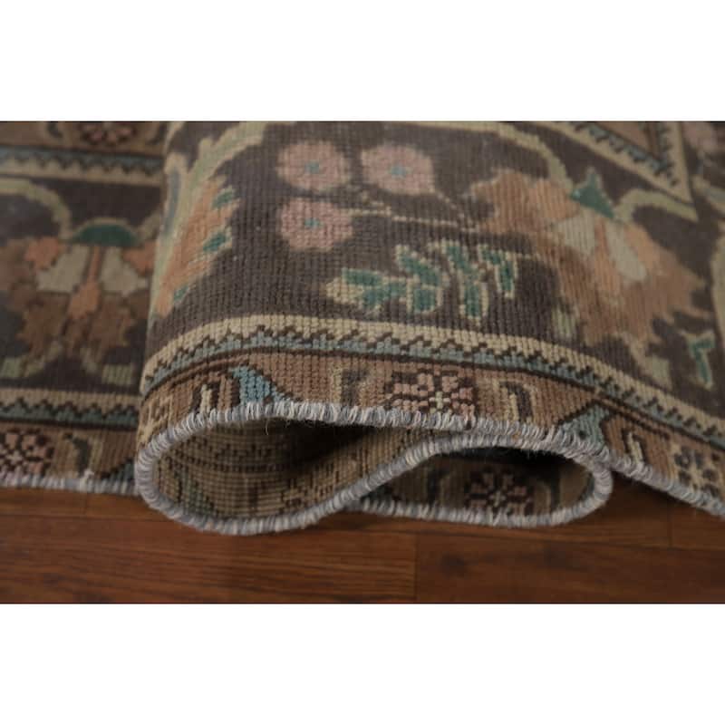 Light Blue Tabriz Vintage Persian Area Rug Handmade Wool Carpet - 6'7" x 9'3"