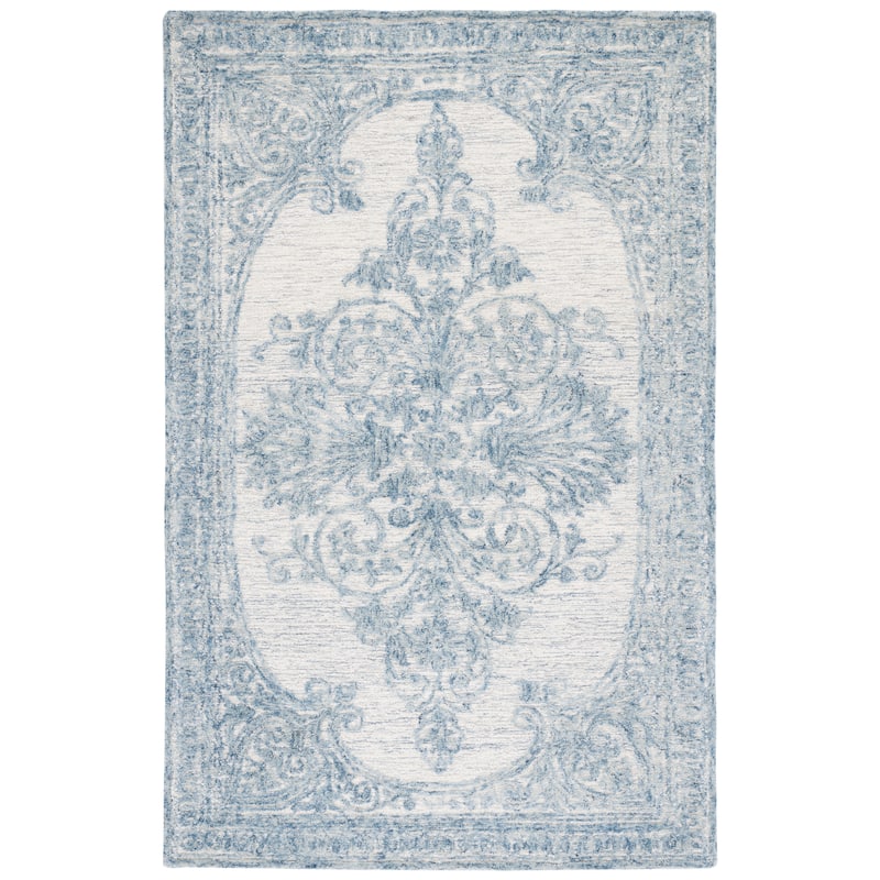 SAFAVIEH Handmade Metro Styliani Oriental Wool Rug - 6' Square - Blue/Ivory
