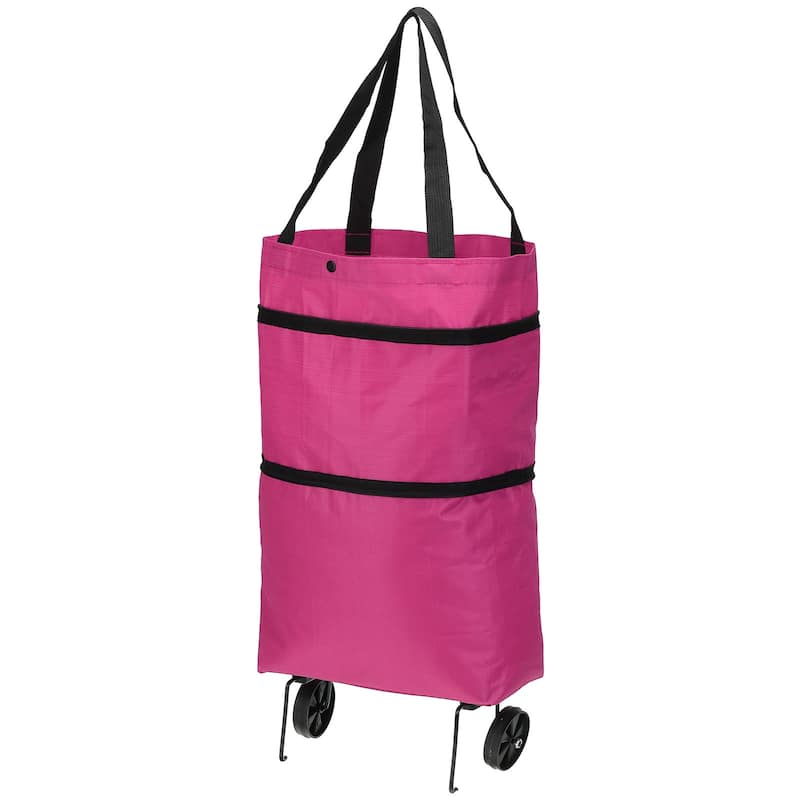 Foldable Shopping Bag with Wheels Portable Collapsible Trolley Bags