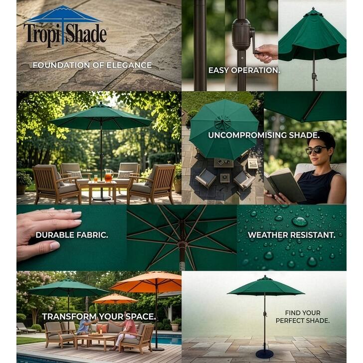 Tropishade 9 ft. Aluminum Bronze Patio Umbrella, Green cover