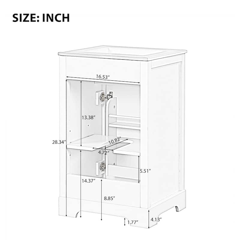 20" Compact Bathroom Vanity with Sink, Cabinet with Soft-Close Door and Side Rack, Storage Vanity with Adjustable Shelf