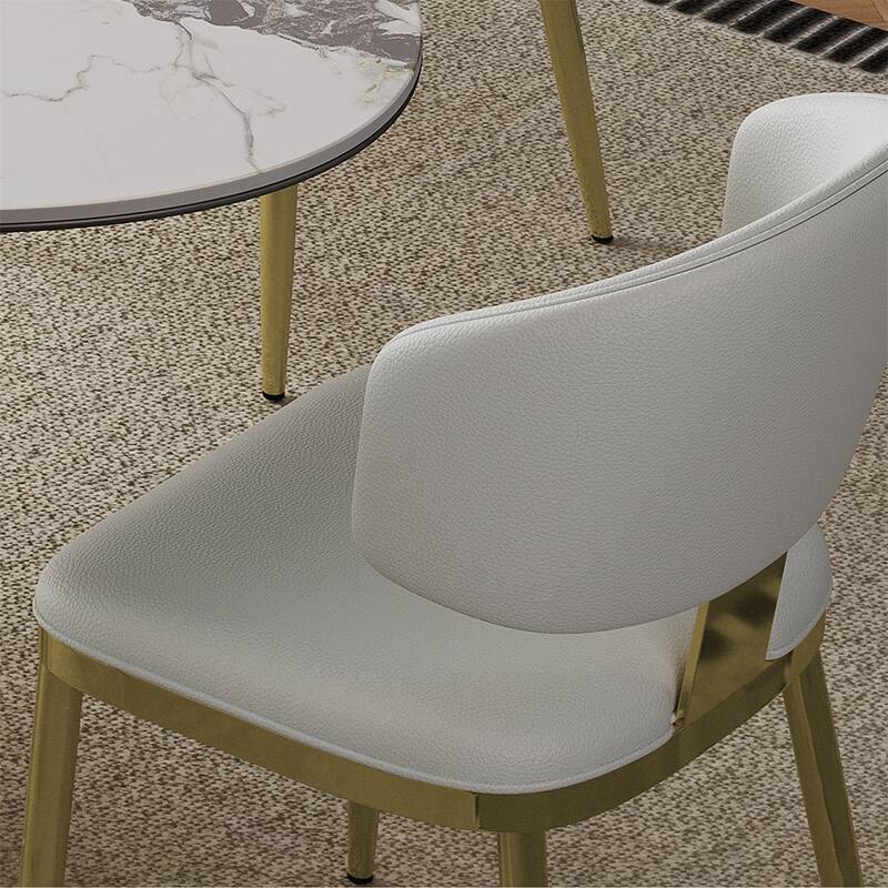 Modern PU Leather Metal Dining Chairs for Dining Room (Set of 2)