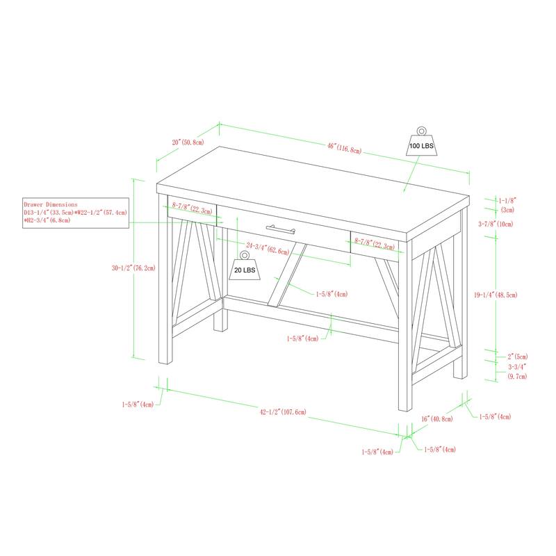Middlebrook Designs Paradise Hill A-Frame Writing Desk