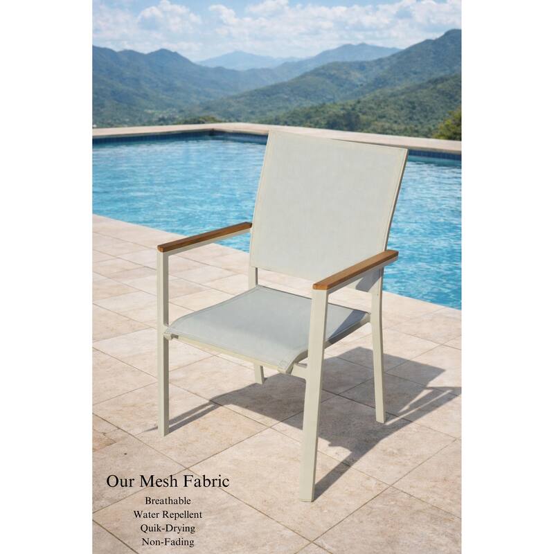 Madeira White 11-Piece Aluminum Outdoor Dining Set with Sling Set in White - N/A