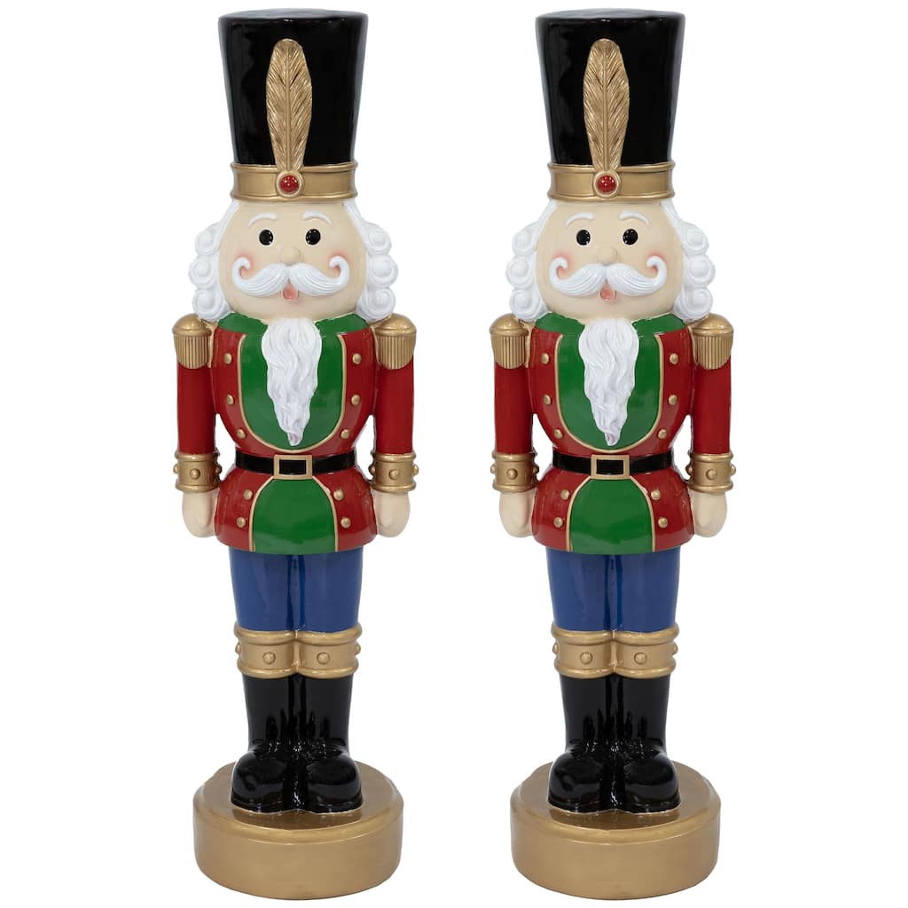 Sunnydaze Tommy the Toy Soldier Christmas Nutcracker Statue - 37" H - Set of 2