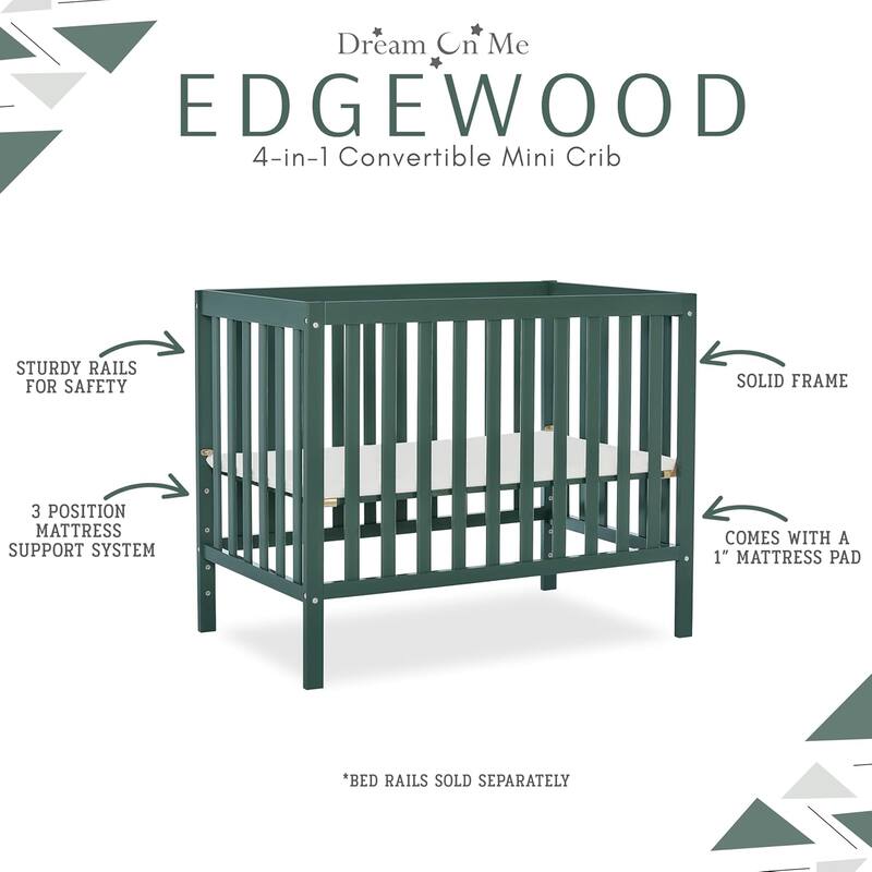 Dream On Me Edgewood 4-in-1 Convertible Mini Crib
