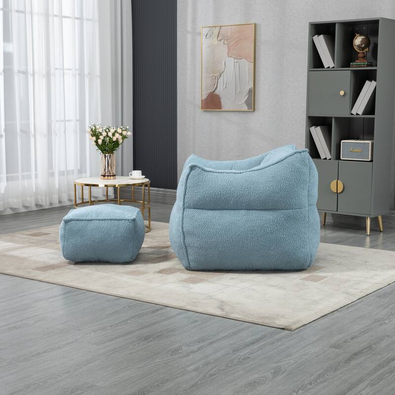 GDFStudio - COOLMORE Boucle Bean Bag Chair with Memory Foam Filling for Ultimate Comfort