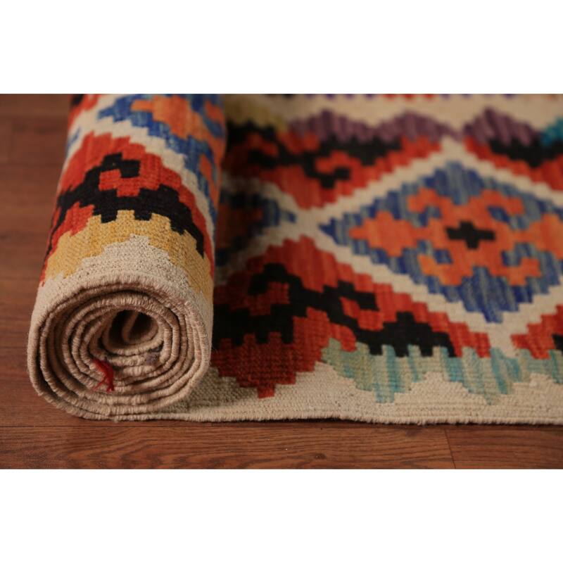 Kilim Oriental Large Rug Flatweave Tribal Multi Wool Carpet - 9'10"x 16'1"