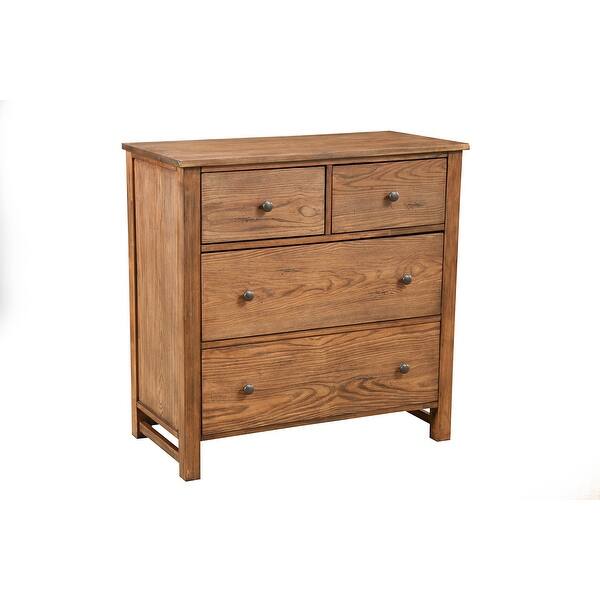 Origins by Alpine Classic Wood 4 Drawer Accent Chest in Toffee (Brown