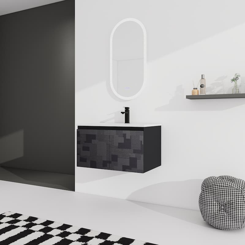 30"Floating Wall-Mounted Bathroom Vanity With Ceramics Sink & Soft-Close Cabinet Door