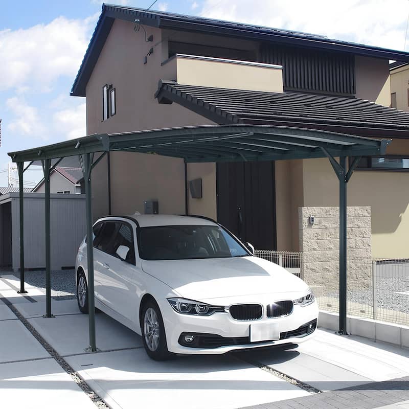 Ukuowu 19 Ft x 10Ft Grey Durable Metal Aluminum Arch Roof Carport for Driveway and Outdoor Parking Protection