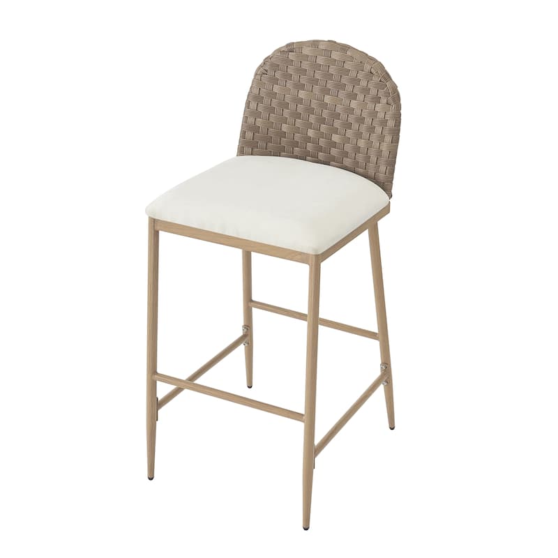 Christopher Knight Home - Esme Barstool in Iron & Rattan with Upholstered Cushion (Set of 2)