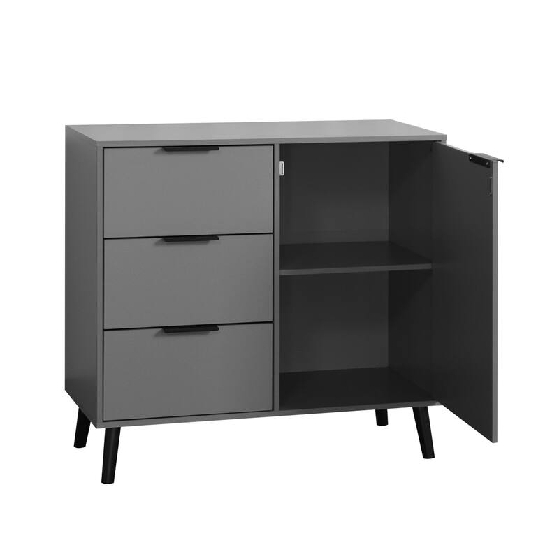 Modern Storage Cabinet with 3 Drawers and Adjustable Shelf for Living Room, Home Office, Entryway