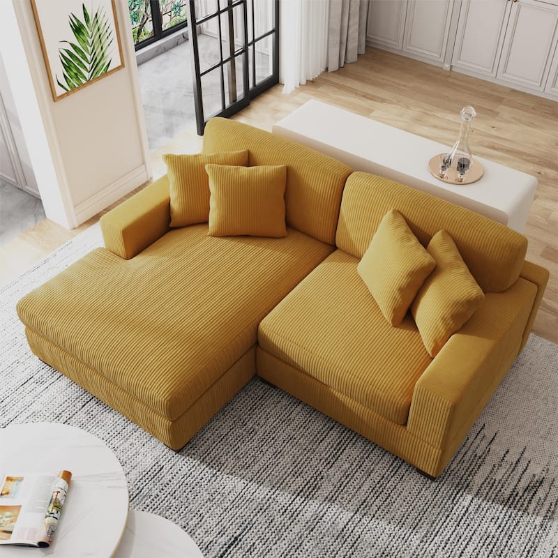 Modern Oversized Modular Sectional Sofa Set With Pillows - Orange-Chaise&Armchair