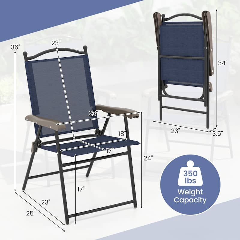 Set of 2 Outdoor Folding Sling Back Chairs for Patio and Camping