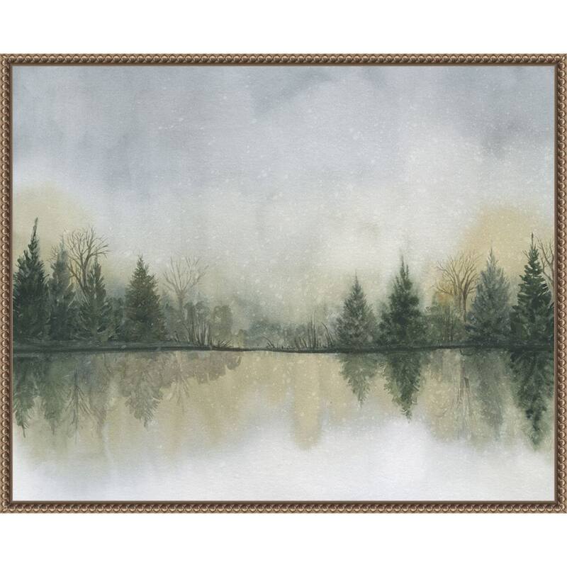 Hazy Cove I by Grace Popp (28 x 23 in.), Framed Canvas Wall Art Print - Sylvie Beaded Dark Gold