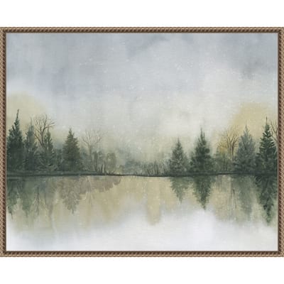 Hazy Cove I by Grace Popp (28 x 23 in.), Framed Canvas Wall Art Print - Sylvie Beaded Dark Gold