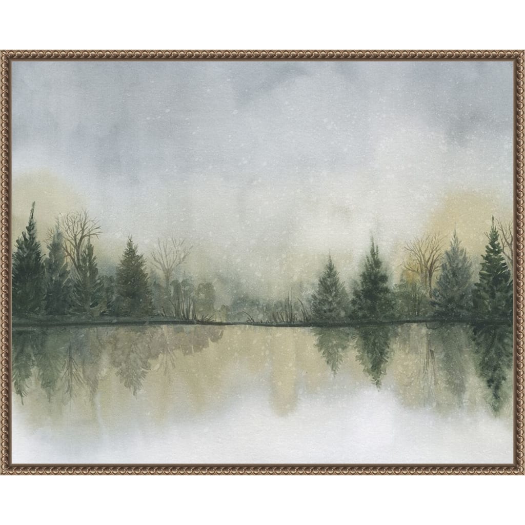 Hazy Cove I by Grace Popp (28 x 23 in.), Framed Canvas Wall Art Print - Sylvie Beaded Dark Gold