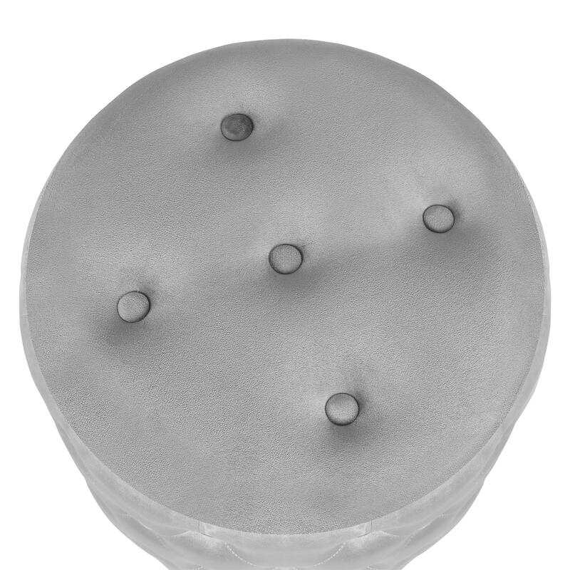 Adeco 18.3" Height Button Tufted Upholstered Round Ottoman