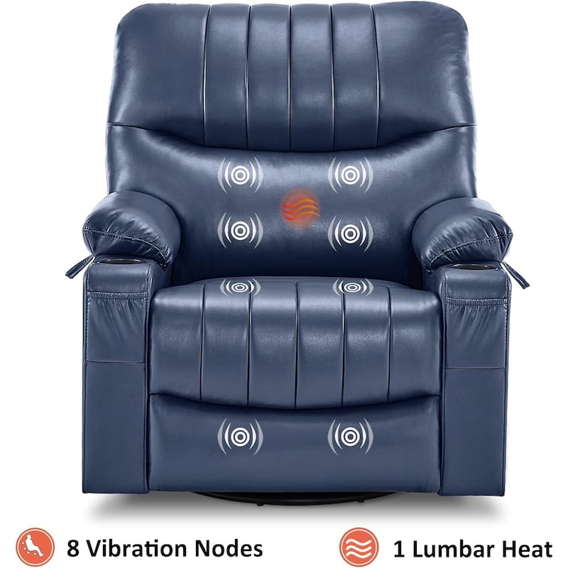 MCombo Faux Leather Power Recliner, Electric Swivel Glider Rocker Recliner for Nursery with USB Ports 7785
