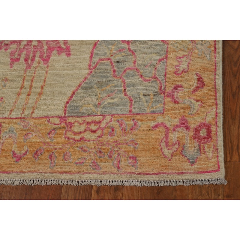 Animals Pictorial Art Deco Turkish Runner Rug Handmade Wool Carpet - 2'10" x 13'0"