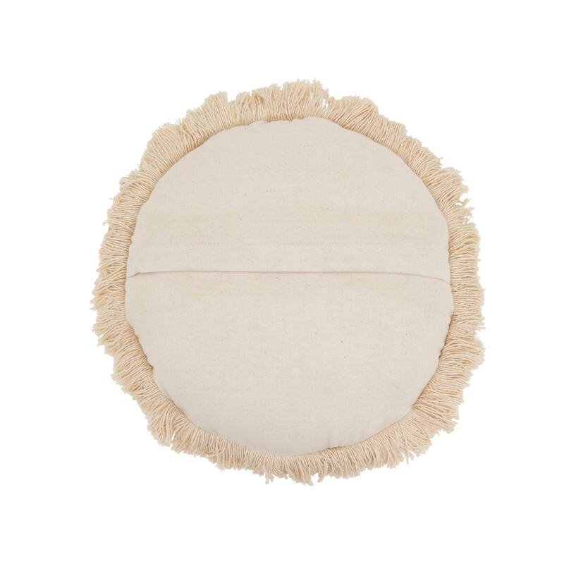 Round Fringe Poly Filled Throw Pillow