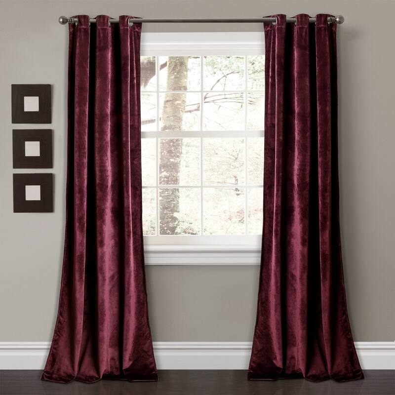 Porch & Den Lapeyrous Velvet Solid Room Darkening Window Curtain Panel Set - 38"W x 84"L - Plum