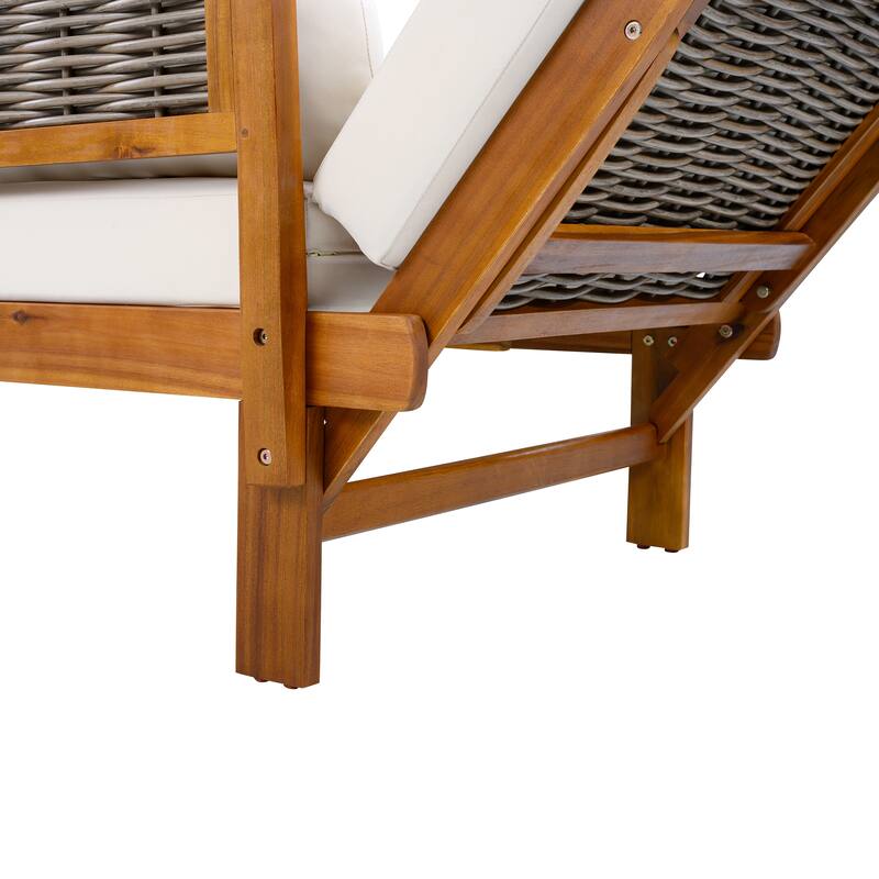 Christopher Knight Home - Teak Haven Outdoor Wooden Wicker Daybed with Adjustable Armrests