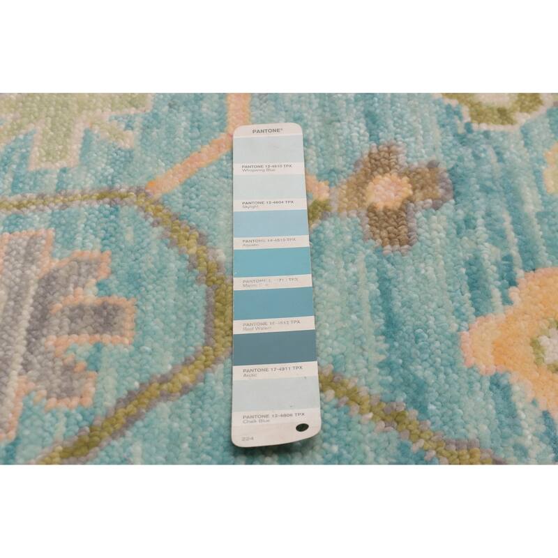ECARPETGALLERY Hand-knotted Modern Oushak Turquoise Wool Rug - 9' 4" x 11' 10"