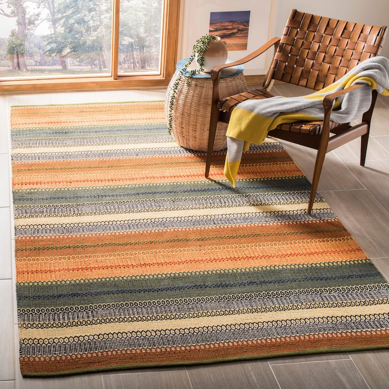 SAFAVIEH Handmade Striped Kilim Yasmin Stripe Wool Rug - 5' x 8' - Gold/Grey