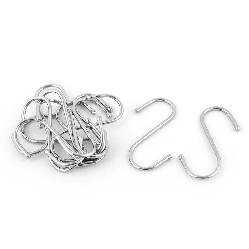 Kitchen Metal S Shape Clothes Shower Holder Hanging Hook 6cm Len 12pcs - Silver Tone - 2.4" x 2" x 0.1"(L*W*T)