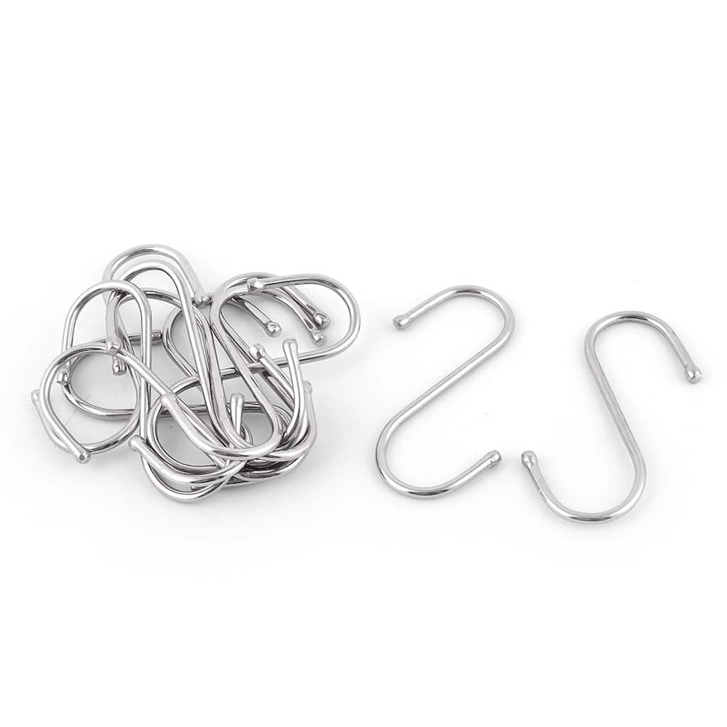 Kitchen Metal S Shape Clothes Shower Holder Hanging Hook 6cm Len 12pcs - Silver Tone - 2.4" x 2" x 0.1"(L*W*T)