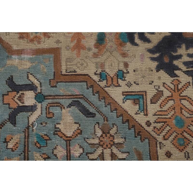 Over-Dyed Blue Tabriz Persian Vintage Area Rug Handmade Wool Carpet - 6'10"x 9'8"