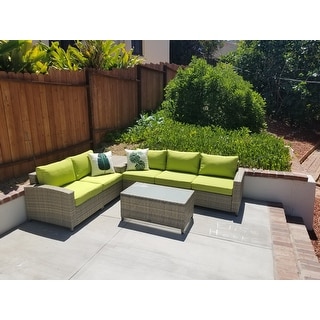 Broyerk 7 Piece Grey Outdoor Rattan Patio Furniture Set Storage Broyerk 7 Piece Grey Outdoor Rattan Patio Furniture Set Storage Box