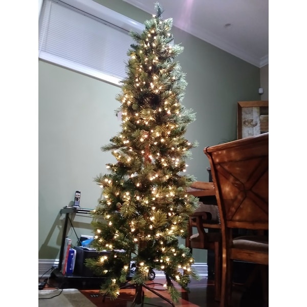 shop 75 ft carolina pine slim tree with clear lights on sale free shipping today overstockcom 16394941 - 75 Ft Slim Christmas Tree shop 75 ft carolina pine slim tree with clear lights on sale free shipping today overstockcom 16394941 - 75 Ft Slim Christmas Tree