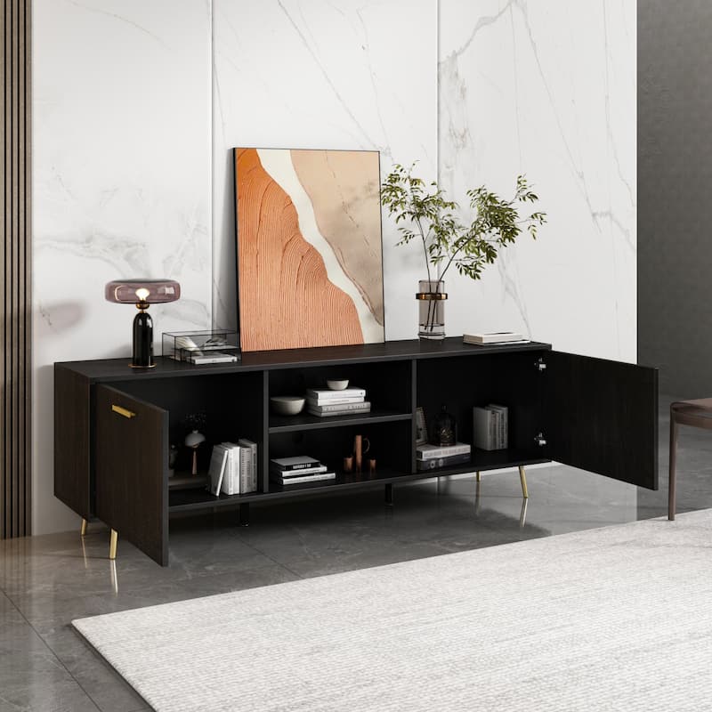 Timechee TV Stand for TVs up to 73"(Brown/White)