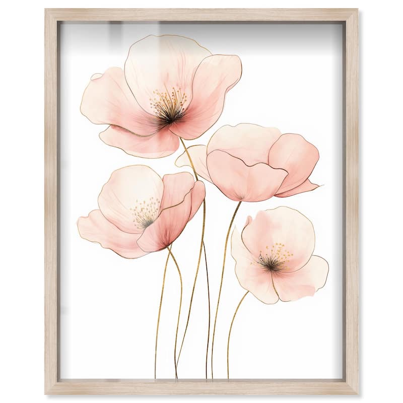 Pink Petal light Shadowbox by Art Remedy - Natural - 36" x 45"