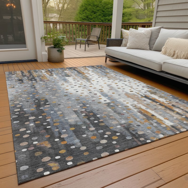 Machine Washable Indoor/Outdoor Modern Confetti Chantille Rug - Gray - 3' x 5'