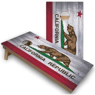 Solid Wood Cornhole Boards - California Flag Design