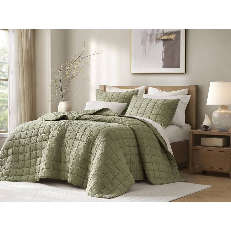 Harbor House French Flax Linen Garment Washed Quilt Set