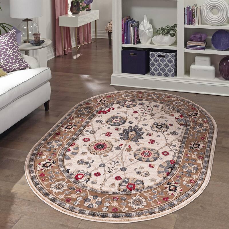 Glamour Collection Floral Area Rug