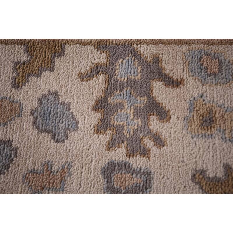 Gray Oushak Oriental Area Rug Handmade Transitional Wool Carpet - 9'2" x 11'9"
